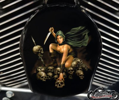 Custom Horn Cover - Girl with Dagger