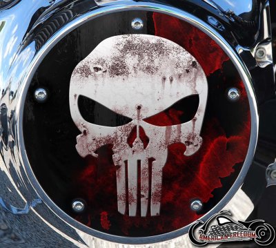 Custom Derby Cover - Punisher Red Splatter