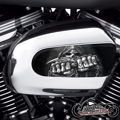 Harley Davidson Wedge Air Cleaner Insert - Game Over B&W