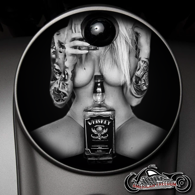Custom Fuel Door - Whiskey Pin Up