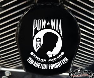 Custom Horn Cover - POW MIA Flag (B&W)