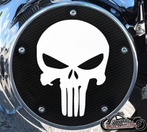 Custom Derby Cover - Punisher (B&W) CF