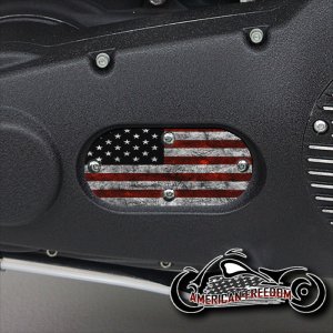 Custom Oval Inspection Cover - White Red Flag