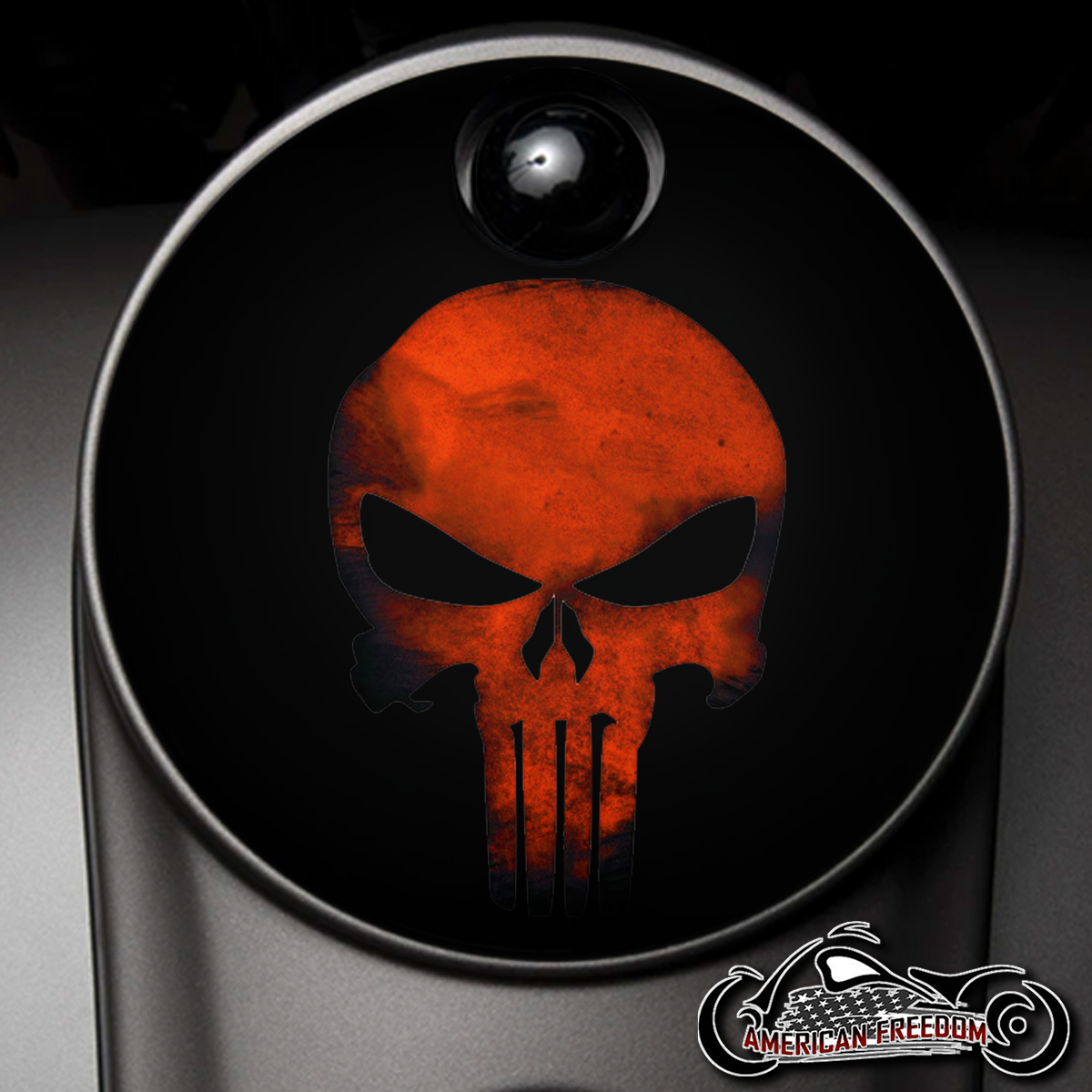 Custom Fuel Door - Orange Grime Skull