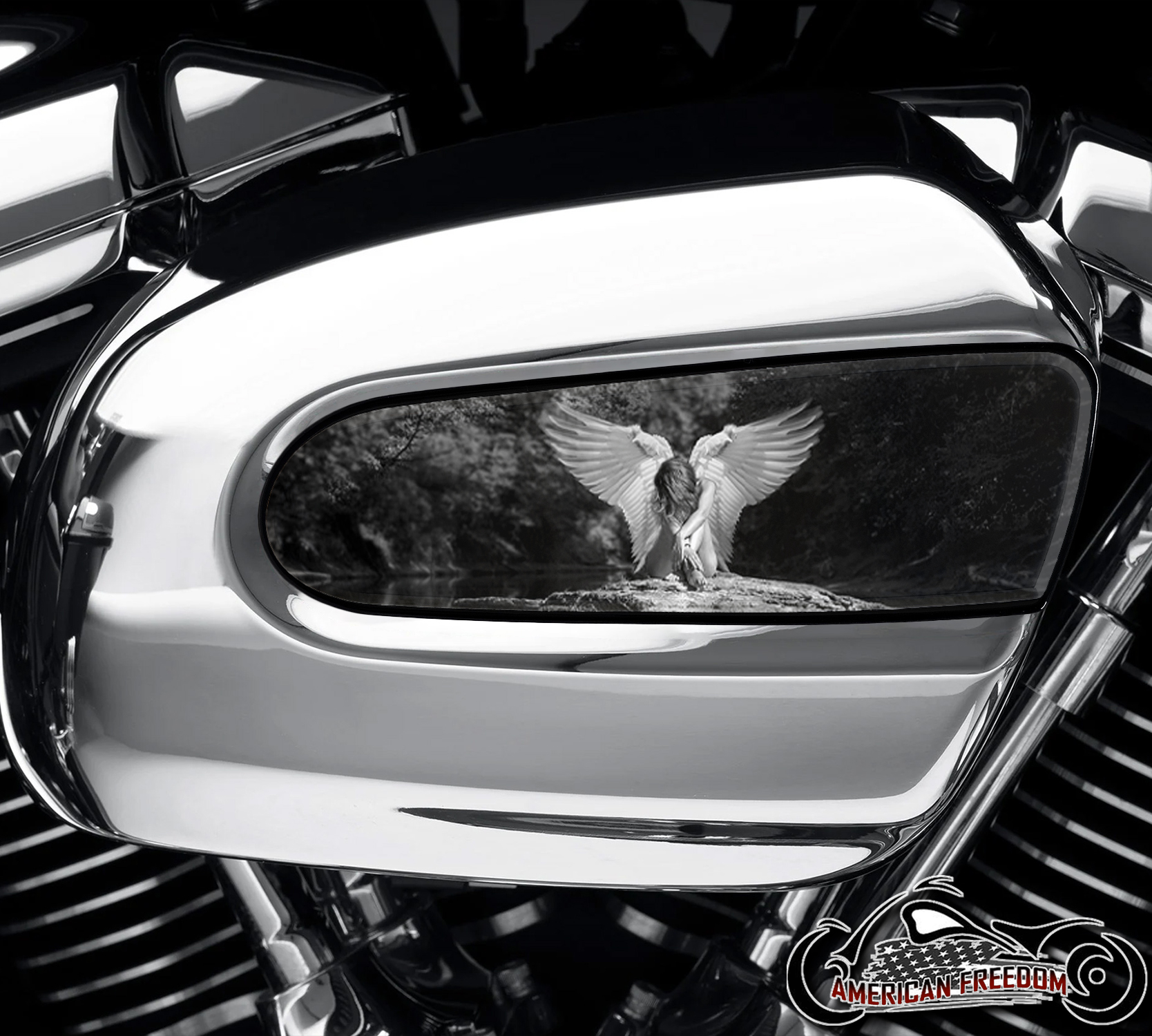 Harley Davidson Wedge Air Cleaner Insert - Angel B&W
