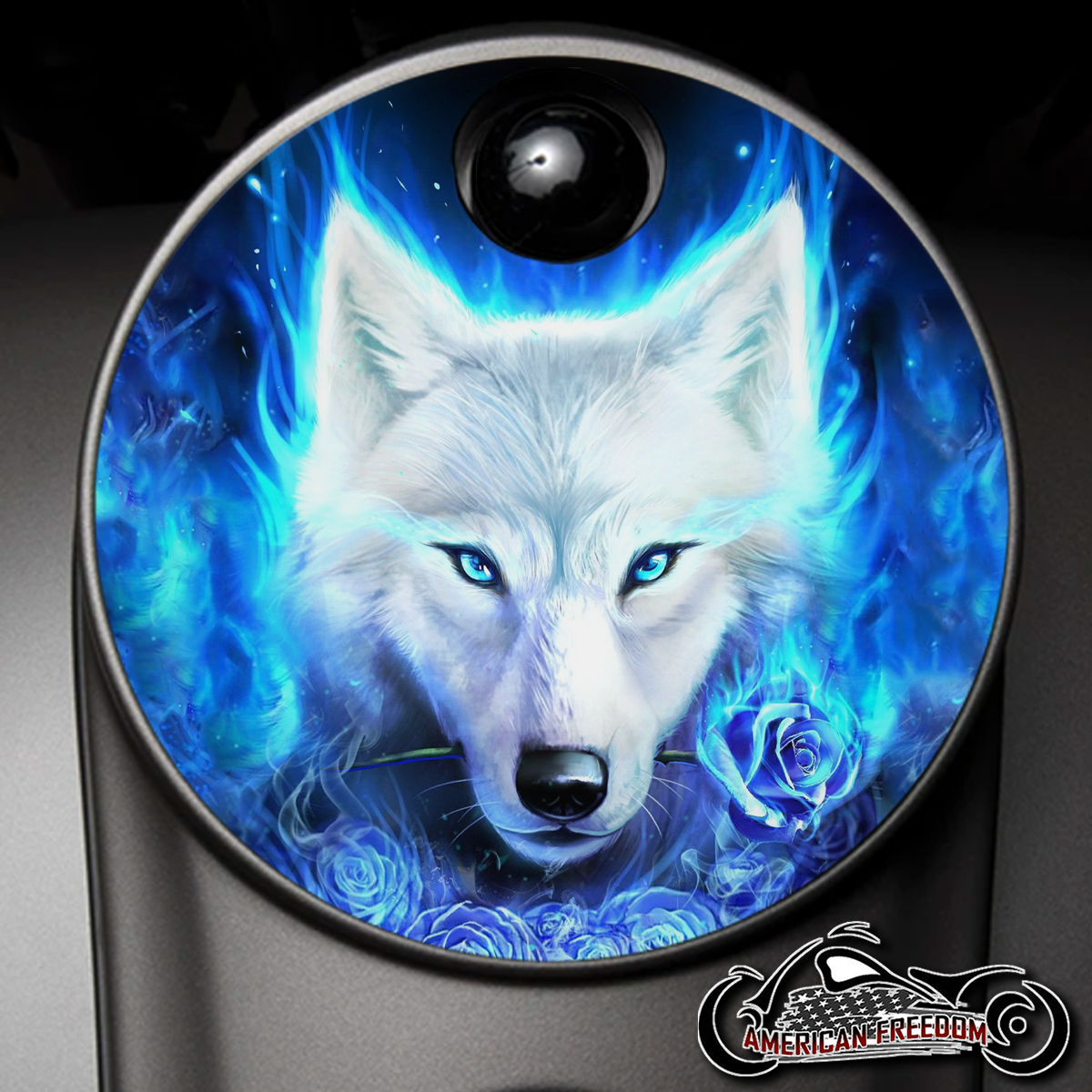 Custom Fuel Door - Blue Rose Wolf [Harley Davidson Fuel Door] - $129.99 ...