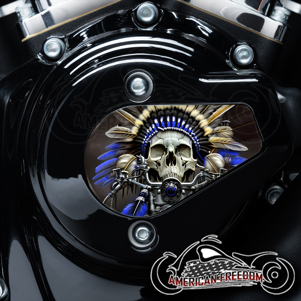 Harley Davidson VVT Timing Medallion - Native Skull Blue