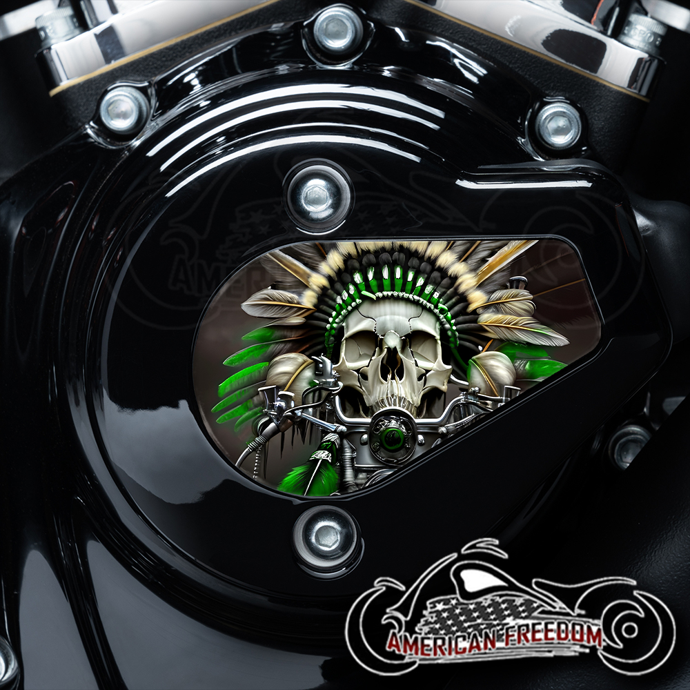 Harley Davidson VVT Timing Medallion - Native Skull Green