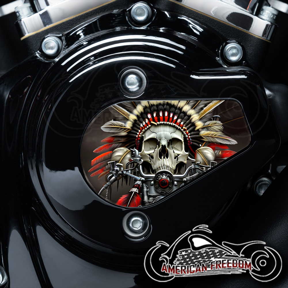 Harley Davidson VVT Timing Medallion - Native Skull Red