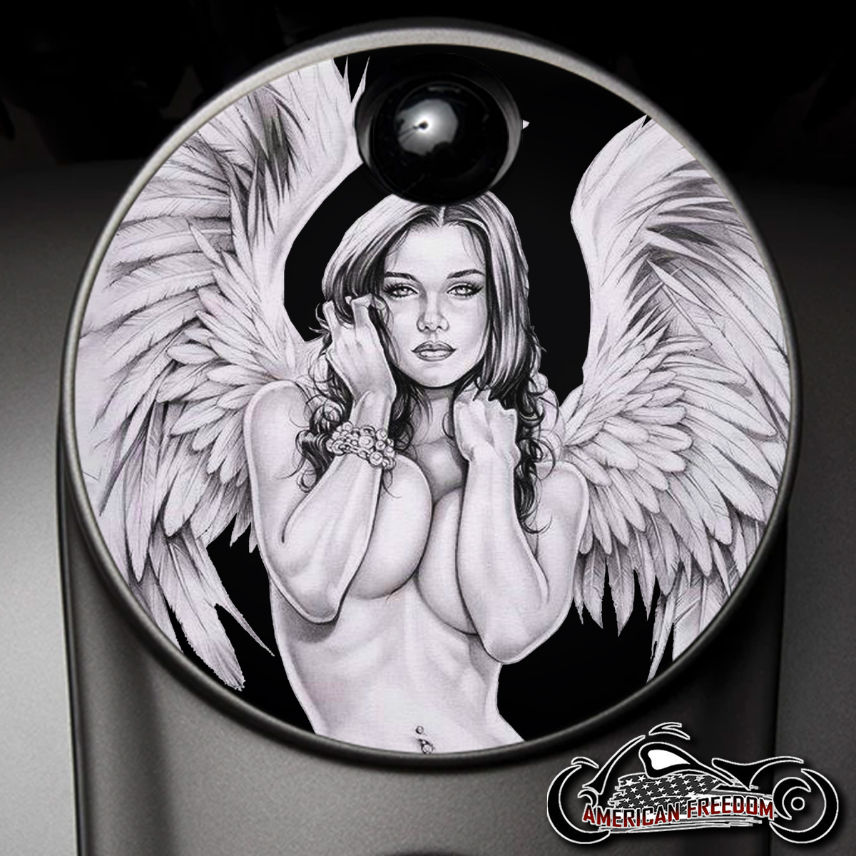 Custom Fuel Door - Nude Angel [Harley Davidson Fuel Door] - $129.99 :  Custom Derby Cover