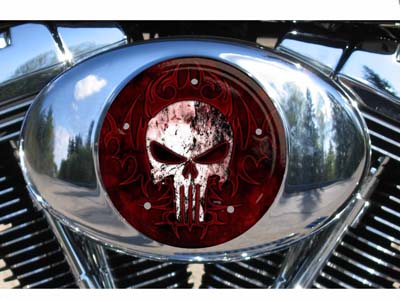 Custom Air Cleaner Cover - Punisher Red Tribal - Click Image to Close