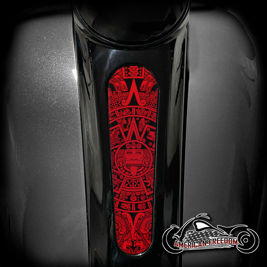 Harley 8 Inch Dash Insert - Red Aztec Calendar