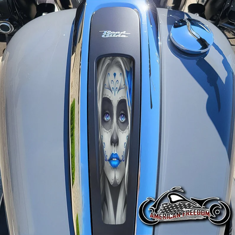 Harley 2021+ Street & Road Glide Dash Insert - Sugar Skull Blue