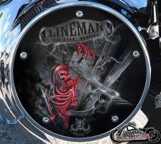 Harley Davidson Custom Derby Cover - Lineman to the bone