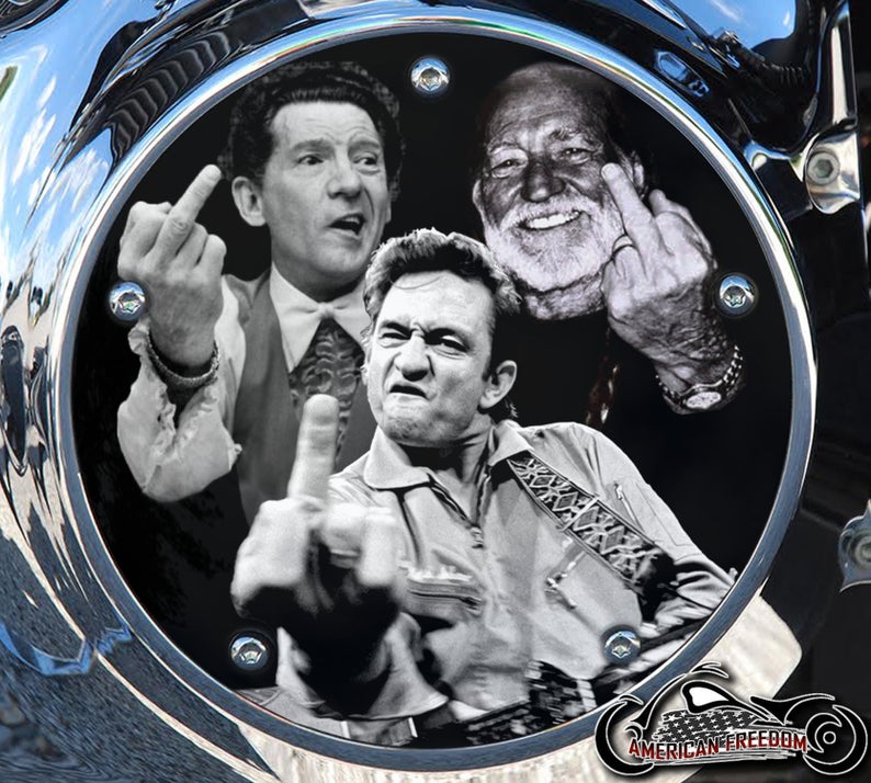 Custom Derby Cover - J. Cash, Willy, & Jerry Lee Middle Finger